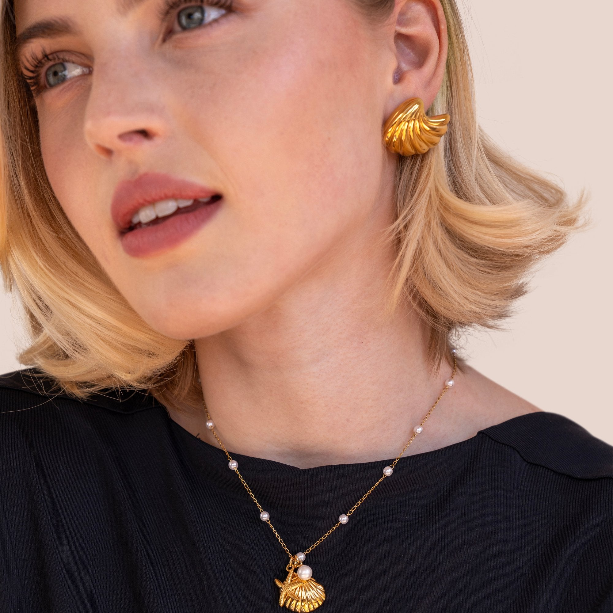 18K Gold Shell Earrings - Beautiful Earth Boutique