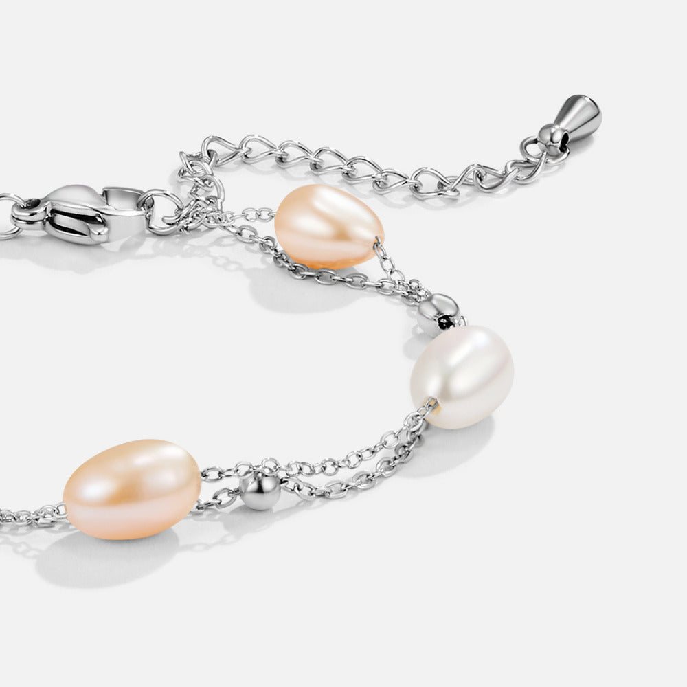 Silver Freshwater Pearl Layered Bracelet - Beautiful Earth Boutique