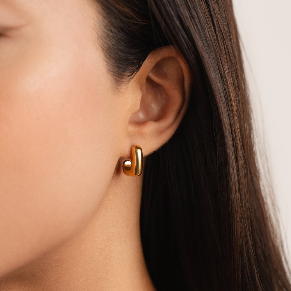 Alice Square Hoop Gold Earrings - Beautiful Earth Boutique