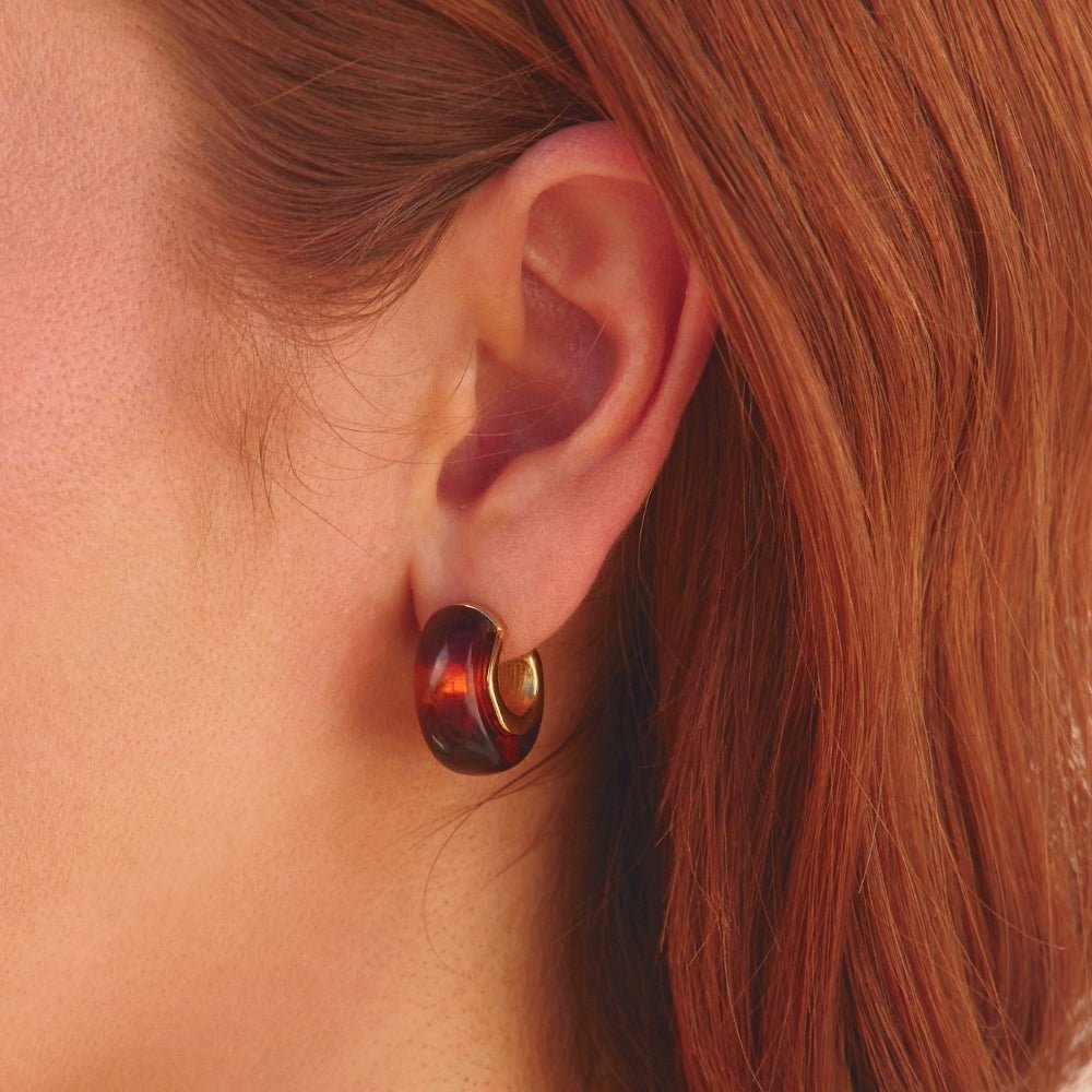 Amber Gold Hoop Earrings - Beautiful Earth Boutique