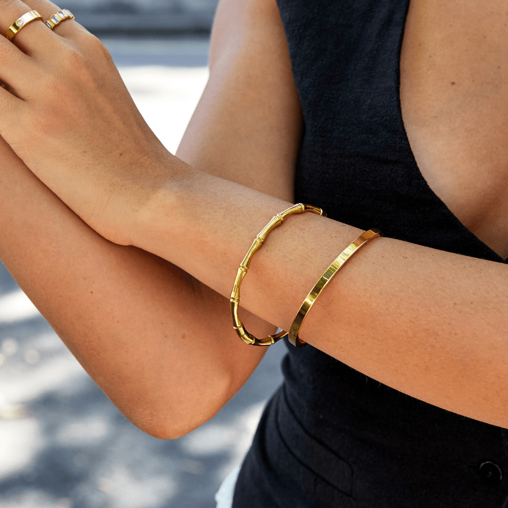 Ara Golden Bamboo Bangle - Beautiful Earth Boutique