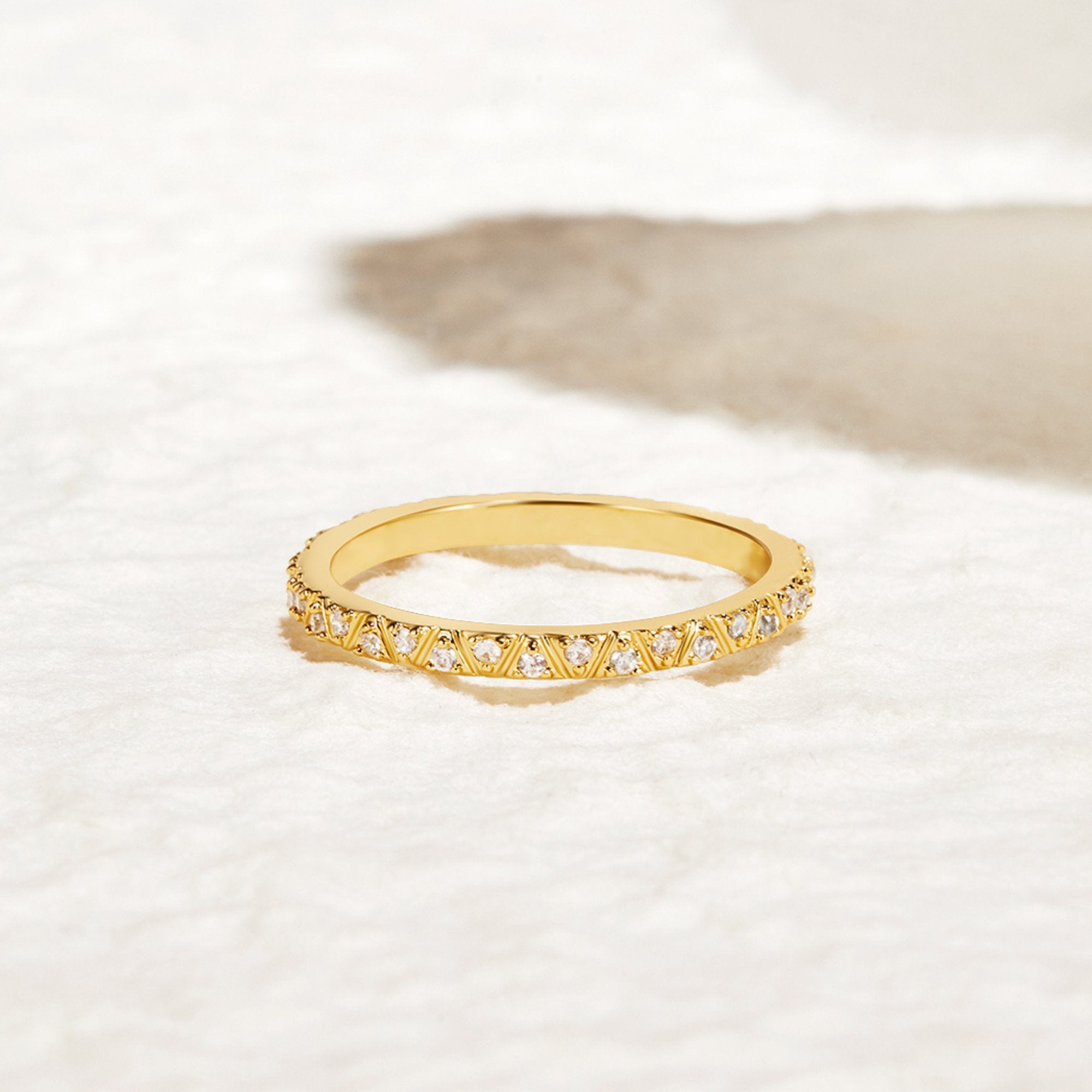 Arquette Gold & Crystal Band Ring - Beautiful Earth Boutique