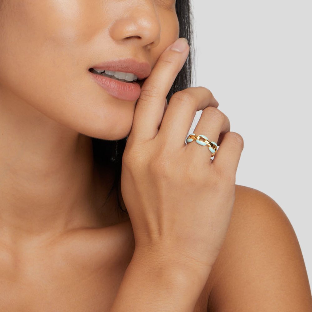 Blue Reya Chain Ring - Beautiful Earth Boutique