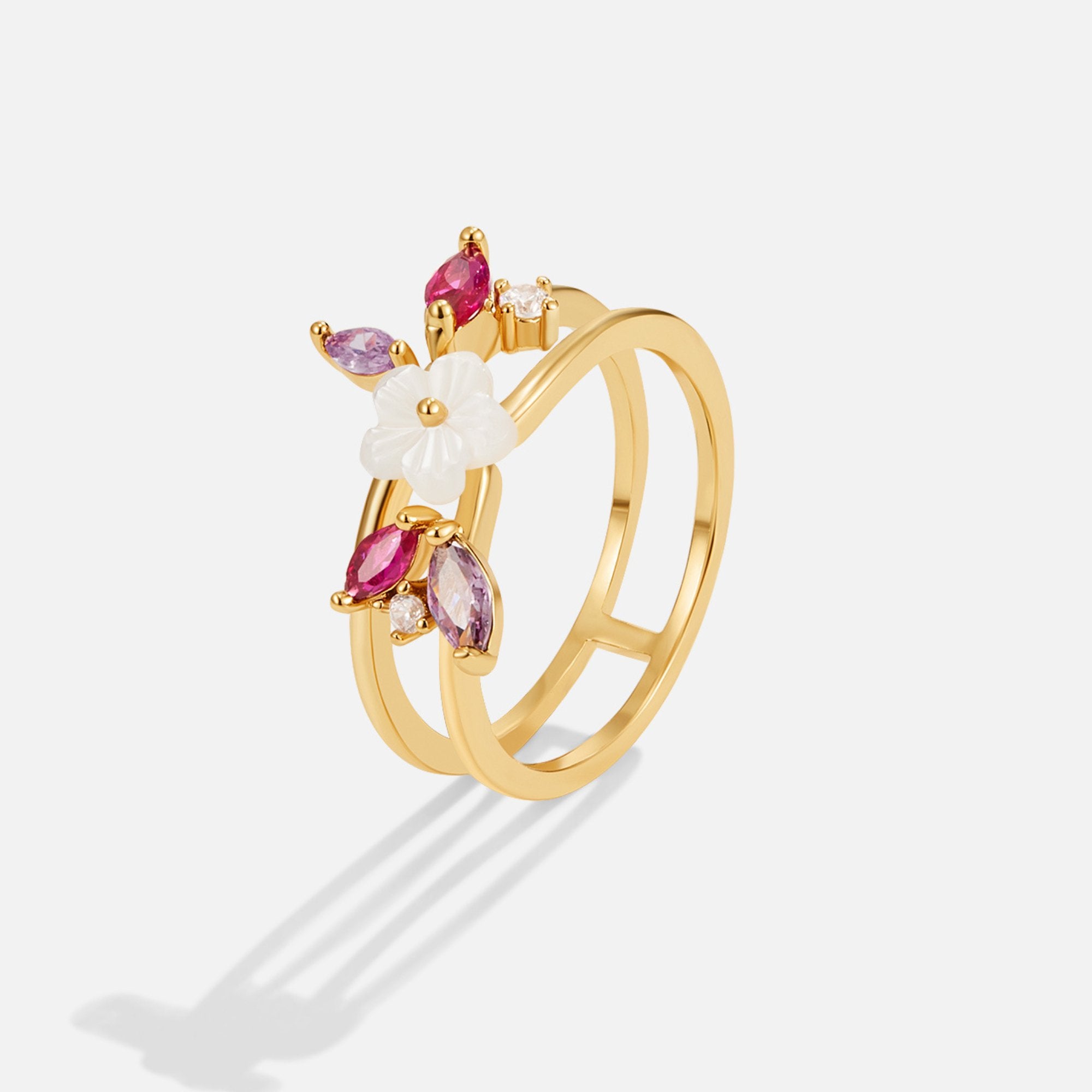 Crystal Blossom Layered Ring - Beautiful Earth Boutique