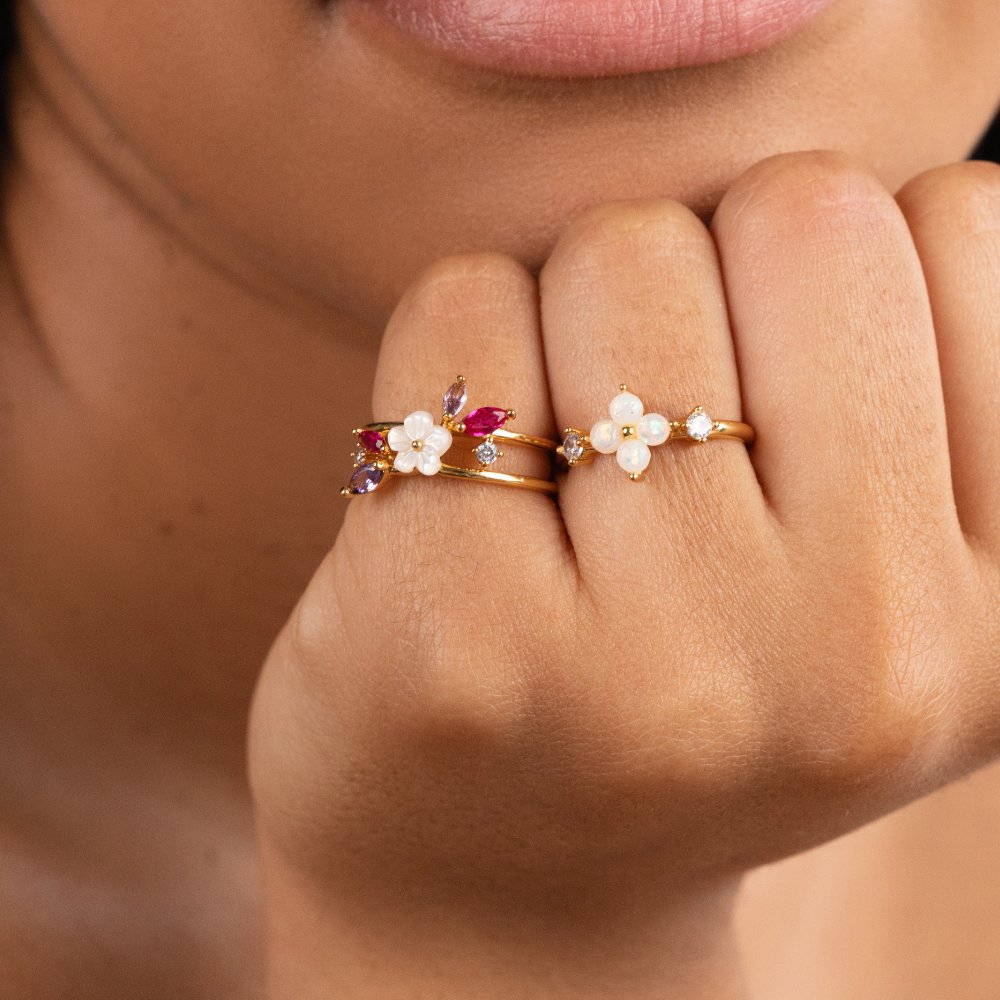 Crystal Blossom Layered Ring - Beautiful Earth Boutique