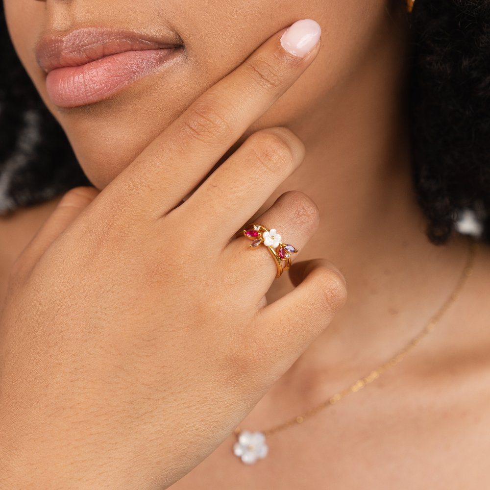 Crystal Blossom Layered Ring - Beautiful Earth Boutique