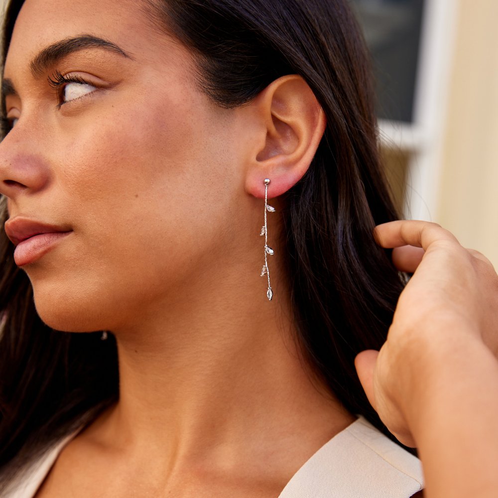 Crystal Leaf Earrings - Beautiful Earth Boutique