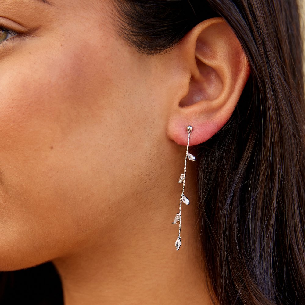 Crystal Leaf Earrings - Beautiful Earth Boutique