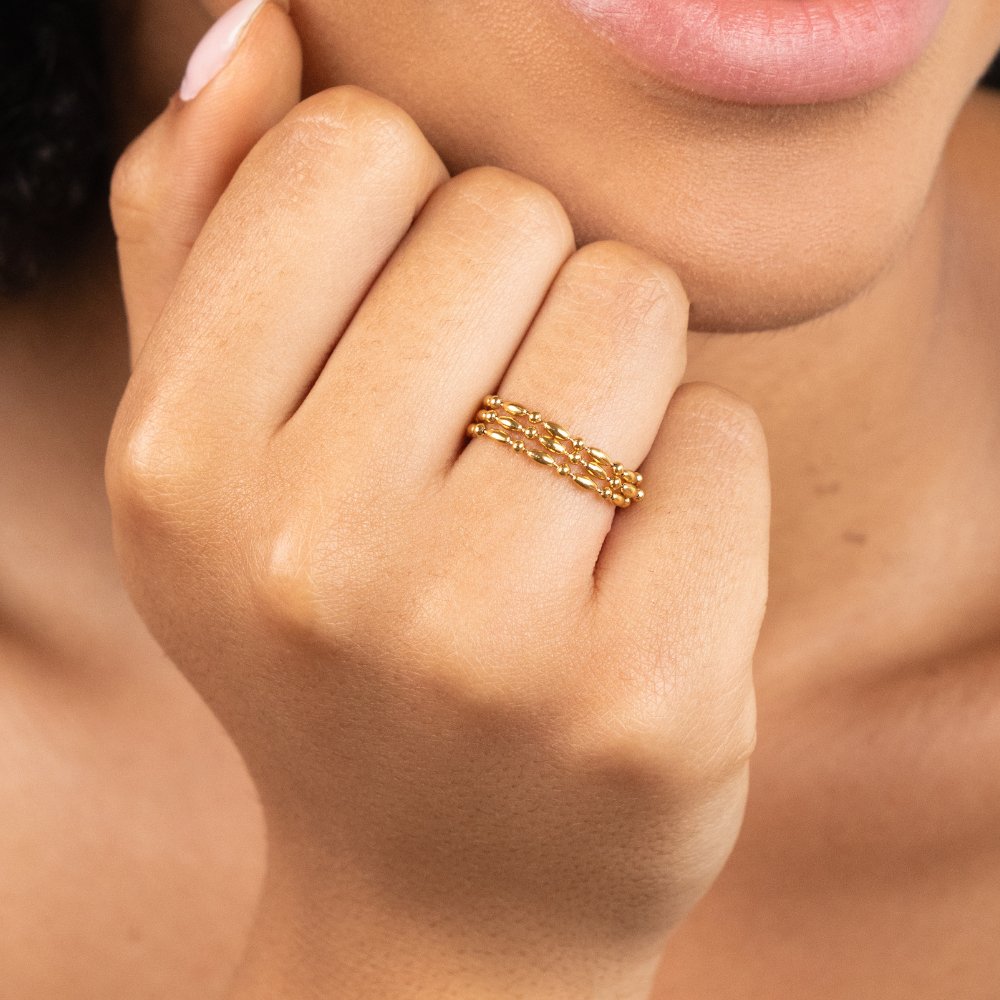 Erina Gold Layered Chain Ring - Beautiful Earth Boutique