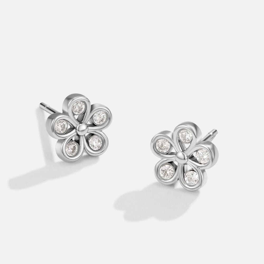 Five Petal Bloom Silver Earrings - Beautiful Earth Boutique