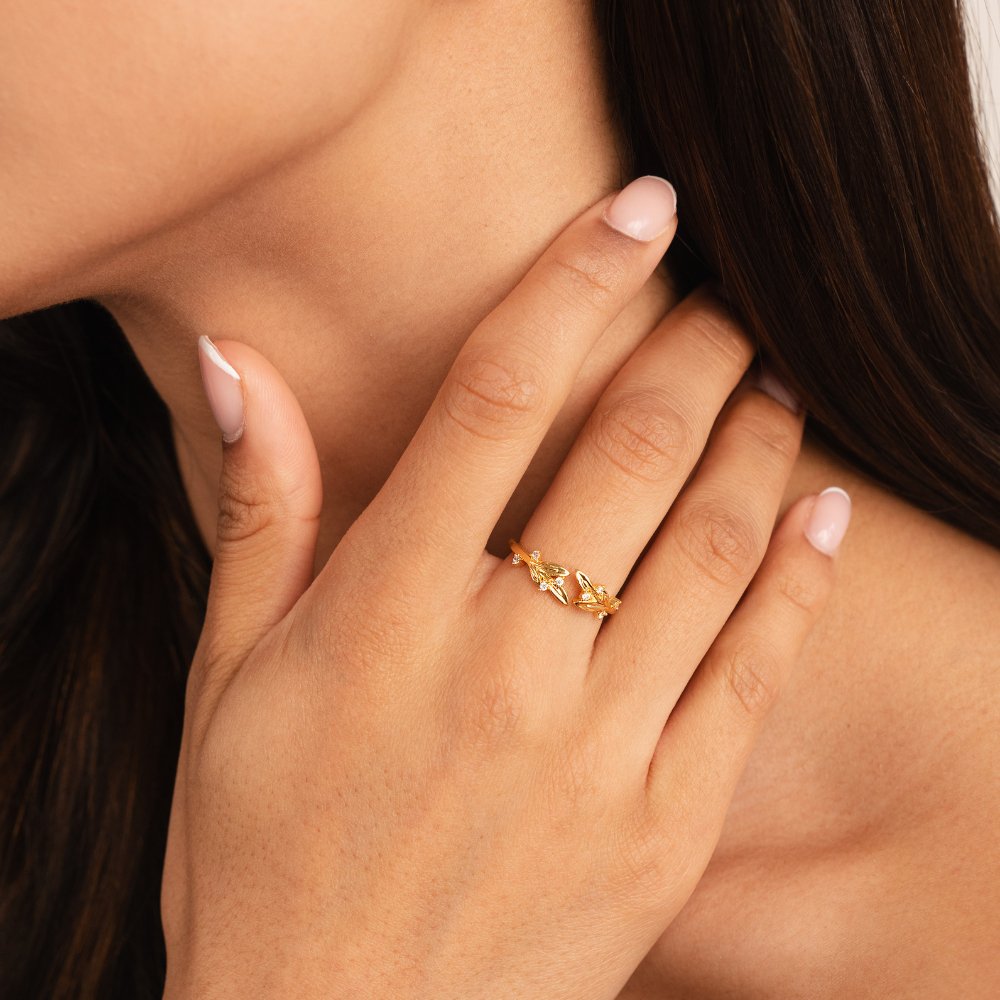 Gold & Crystal Vine Ring - Beautiful Earth Boutique