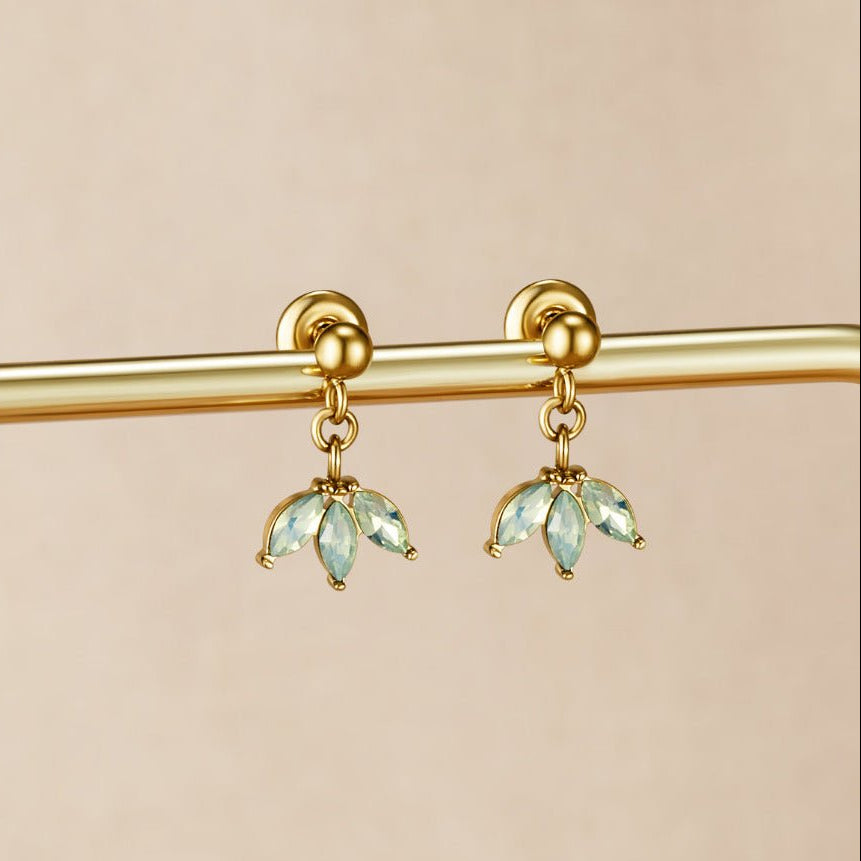 Gold Marquise Petal Drop Earrings - Beautiful Earth Boutique