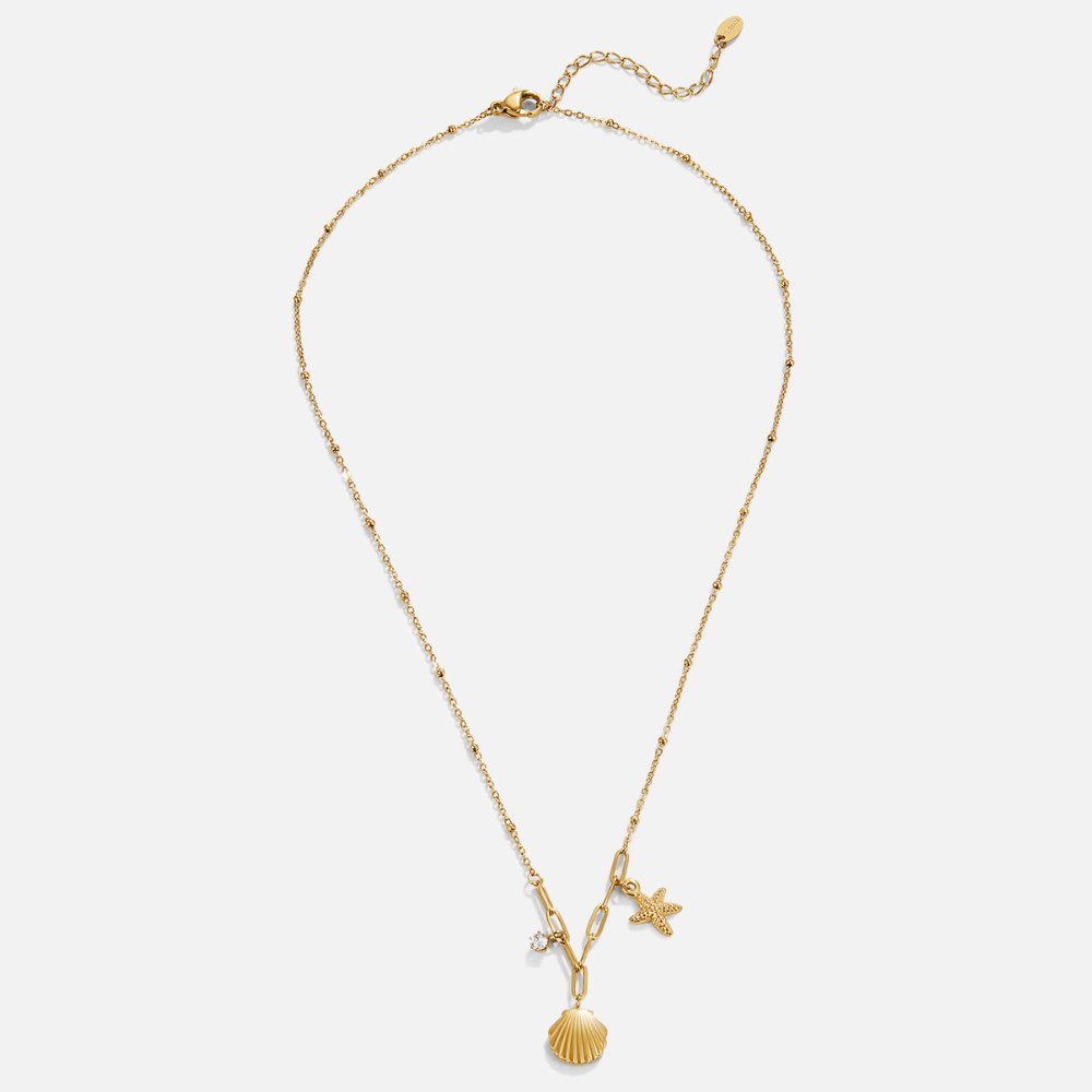 Golden Seashell & Starfish Necklace - Beautiful Earth Boutique