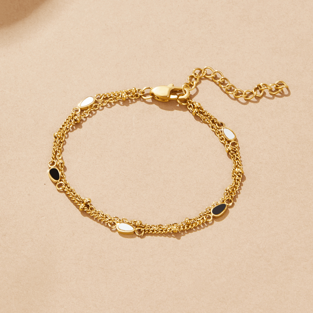 Layered Black & White Stone Bracelet - Beautiful Earth Boutique