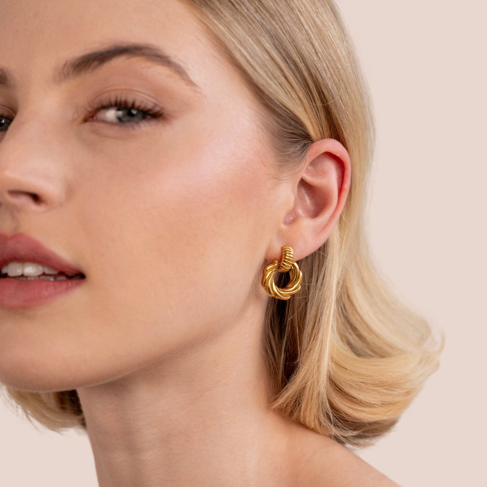 Leah 18K Twisted Hoop Earrings - Beautiful Earth Boutique