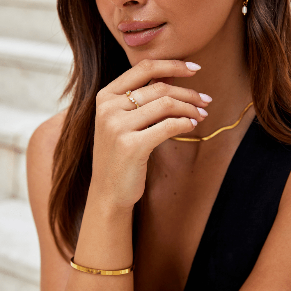 Lily Crystal Gold Vine Ring - Beautiful Earth Boutique