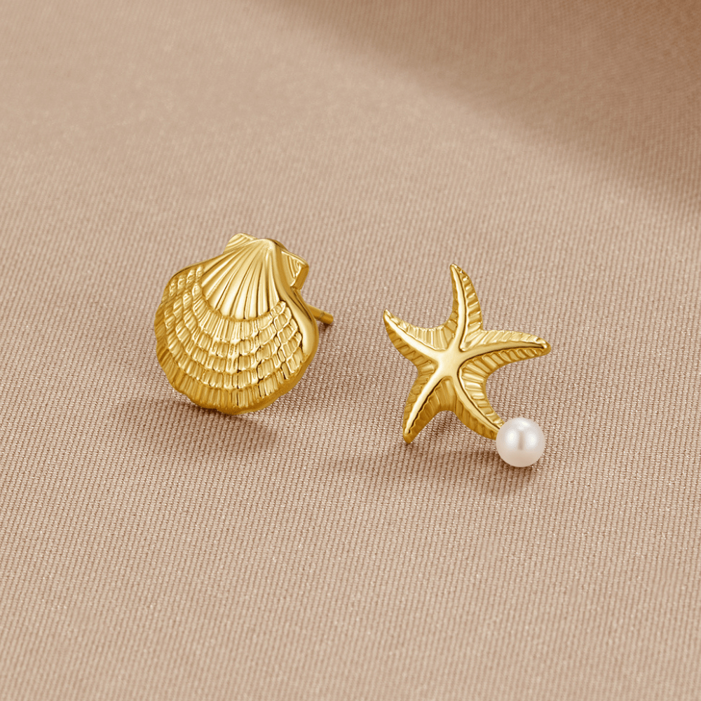 Naia Shell & Starfish Gold Earrings - Beautiful Earth Boutique