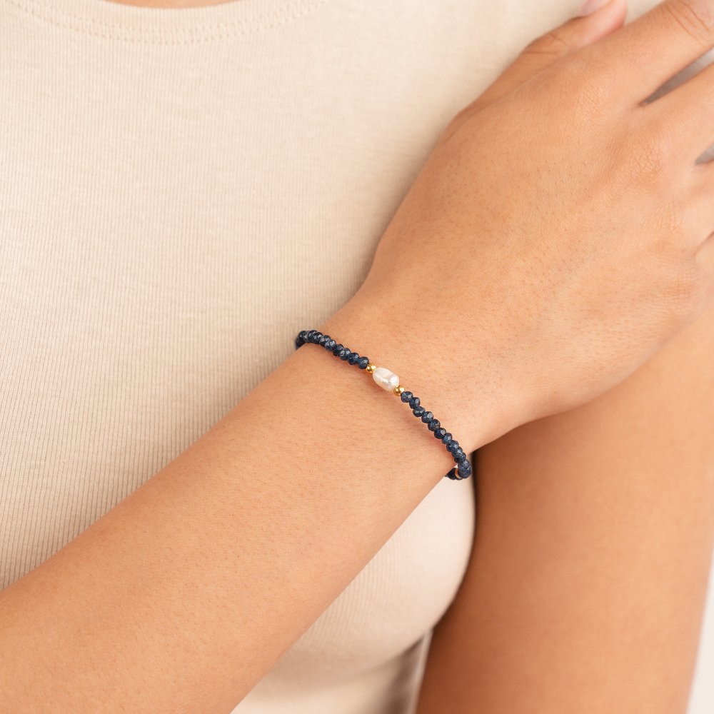 Navy Sodalite Pearl & Bead Bracelet - Beautiful Earth Boutique
