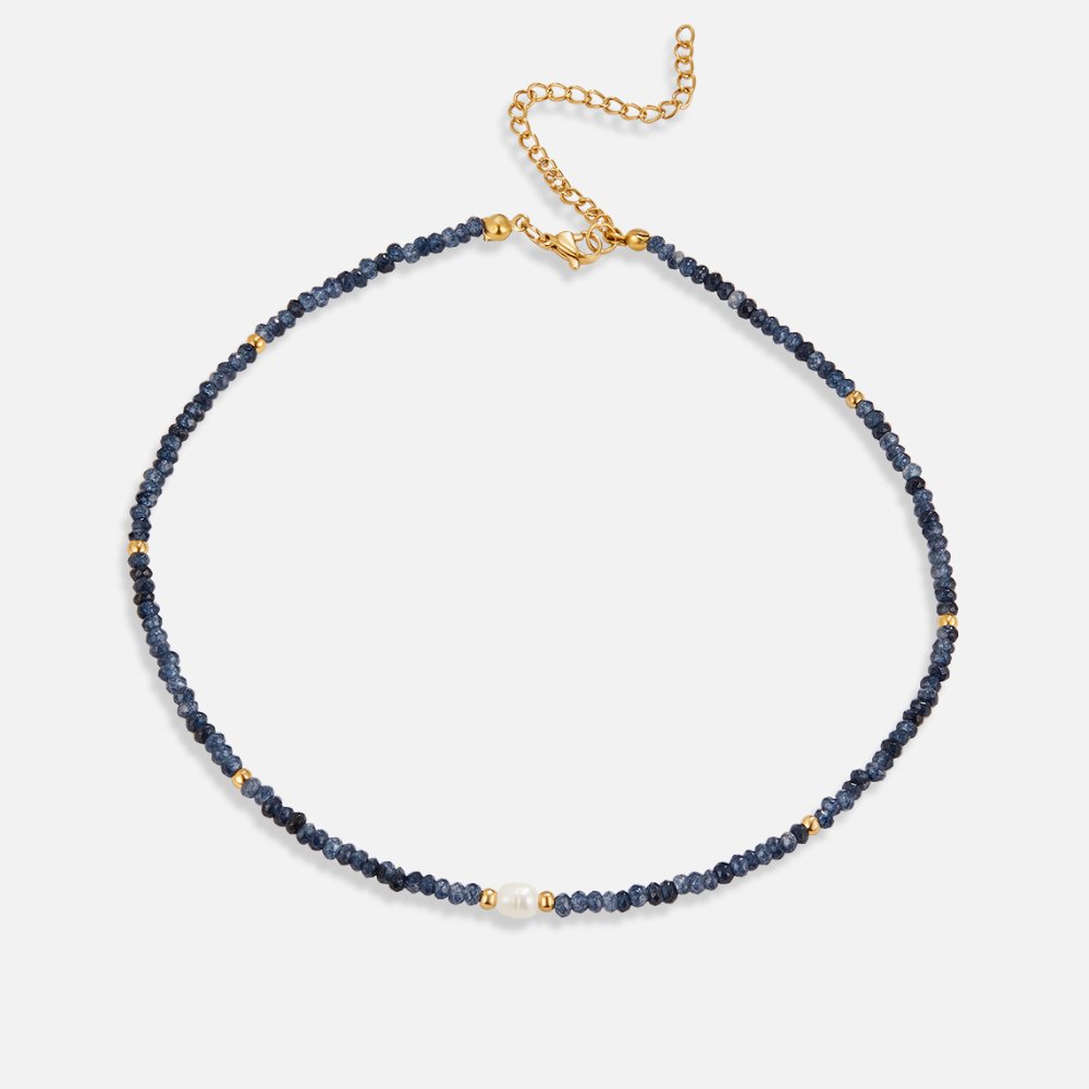 Navy Sodalite Pearl & Bead Necklace - Beautiful Earth Boutique