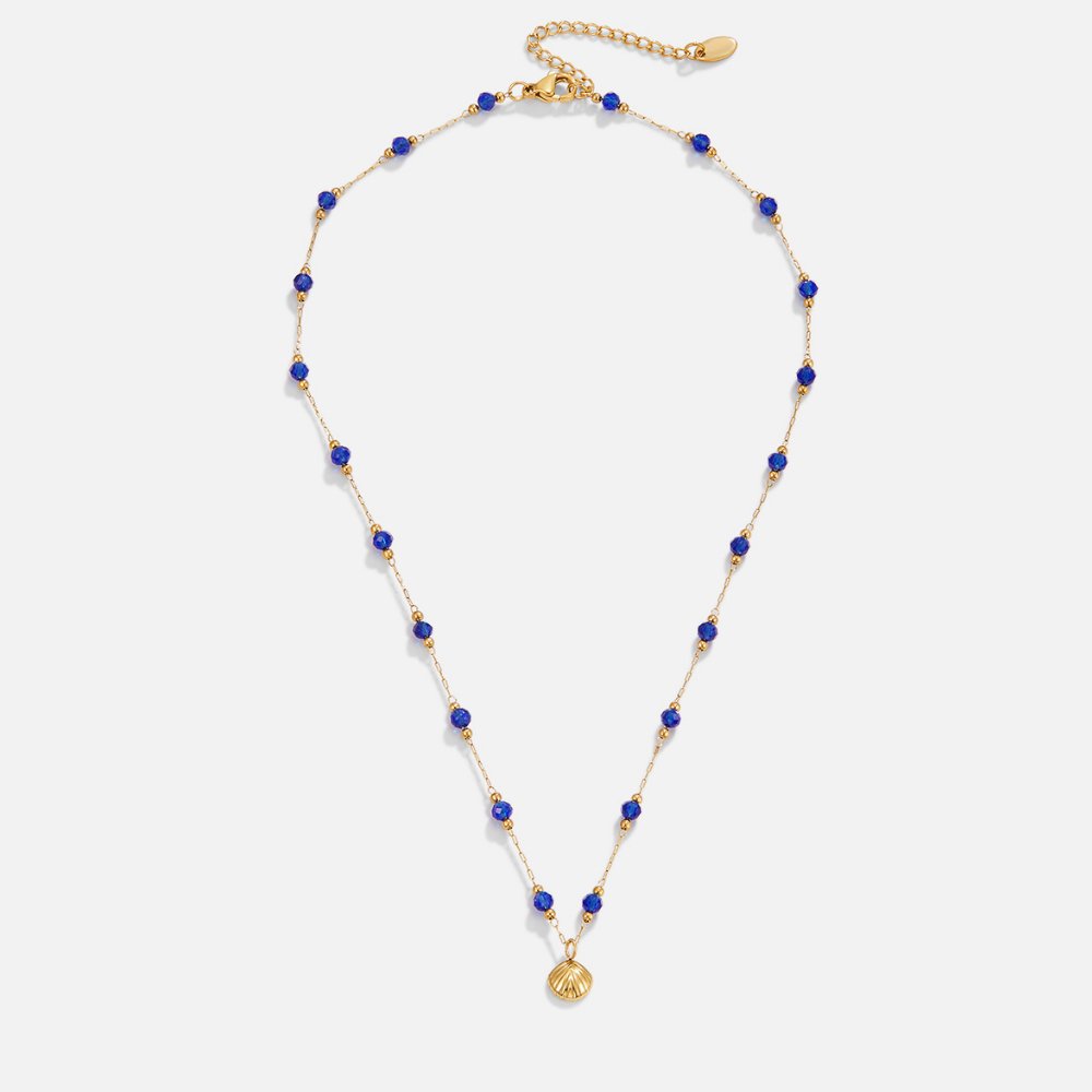 Nerissa Gold Shell & Blue Bead Necklace - Beautiful Earth Boutique