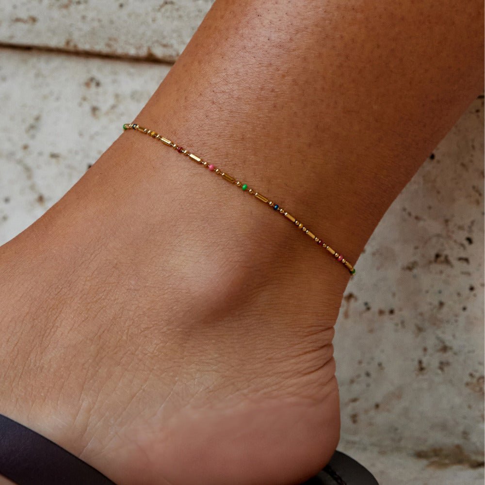 Rainbow Bead Anklet - Beautiful Earth Boutique