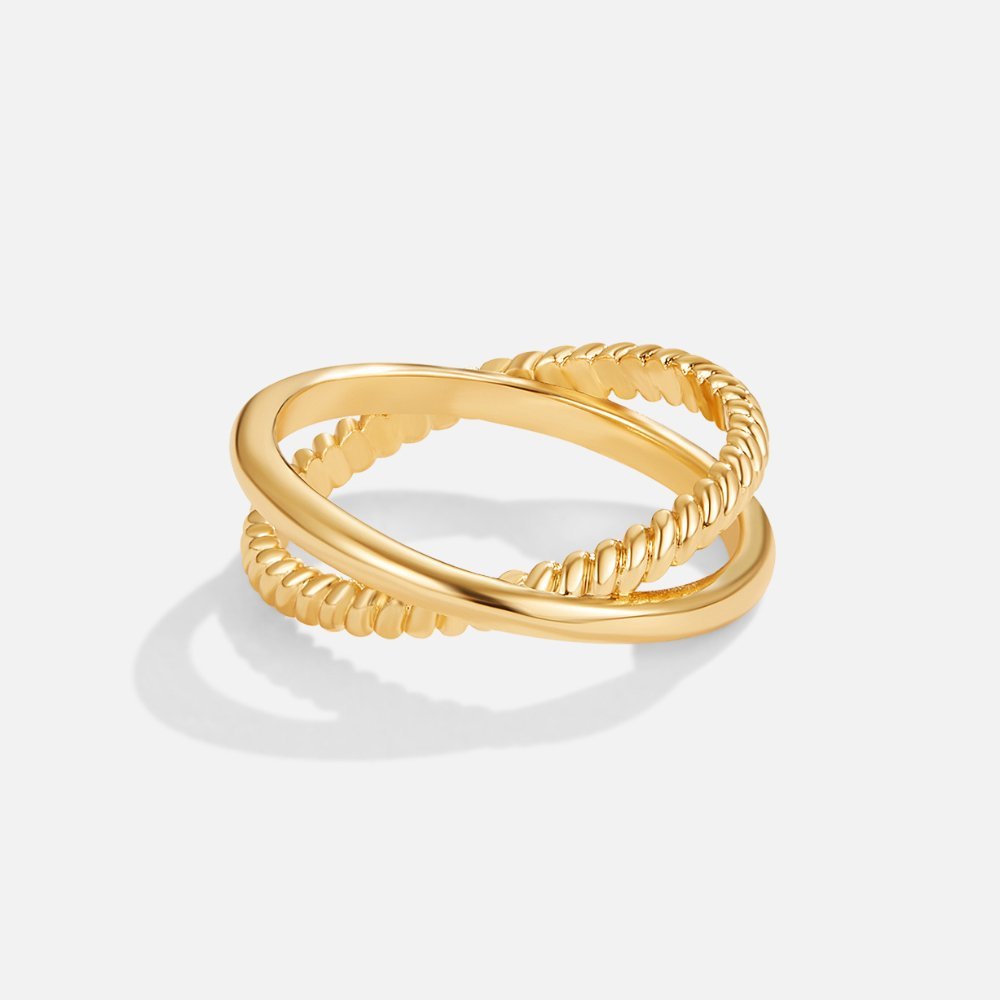 Serena Gold Crossed Ring - Beautiful Earth Boutique