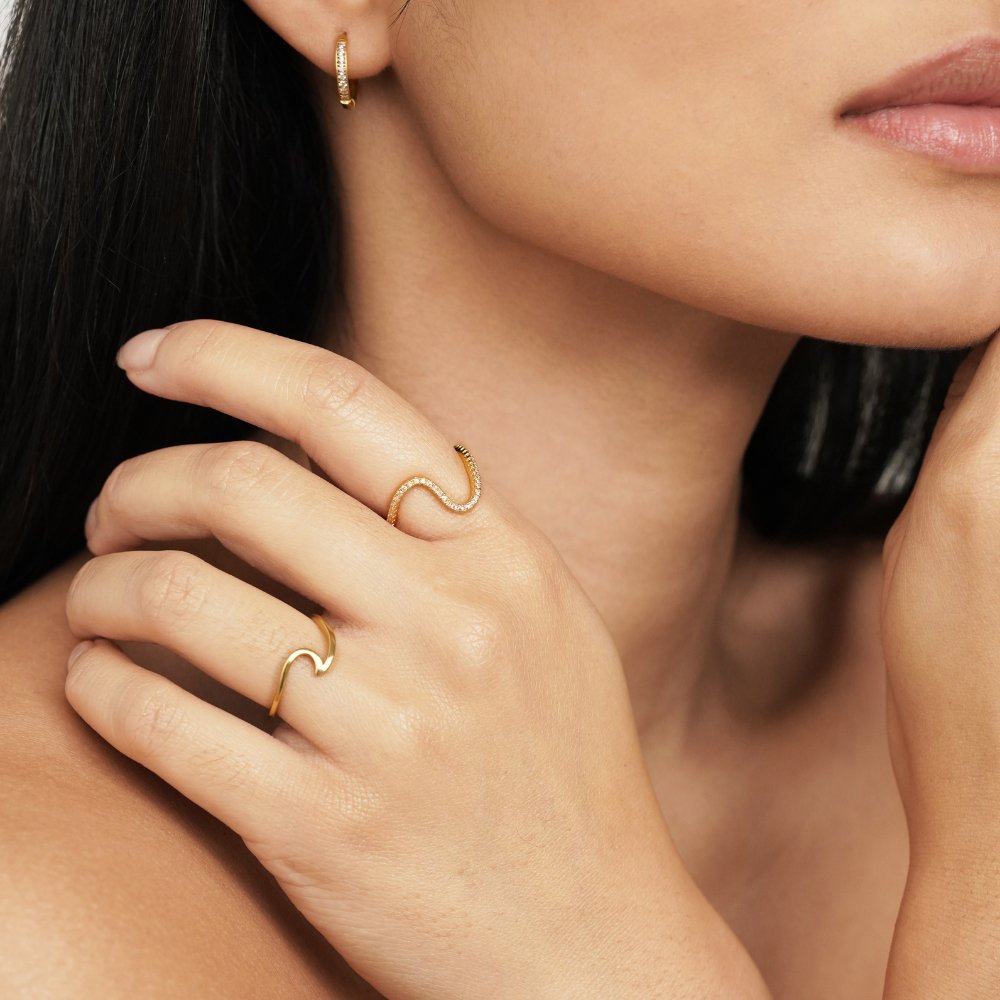 Swirl Curve Crystal Ring - Beautiful Earth Boutique