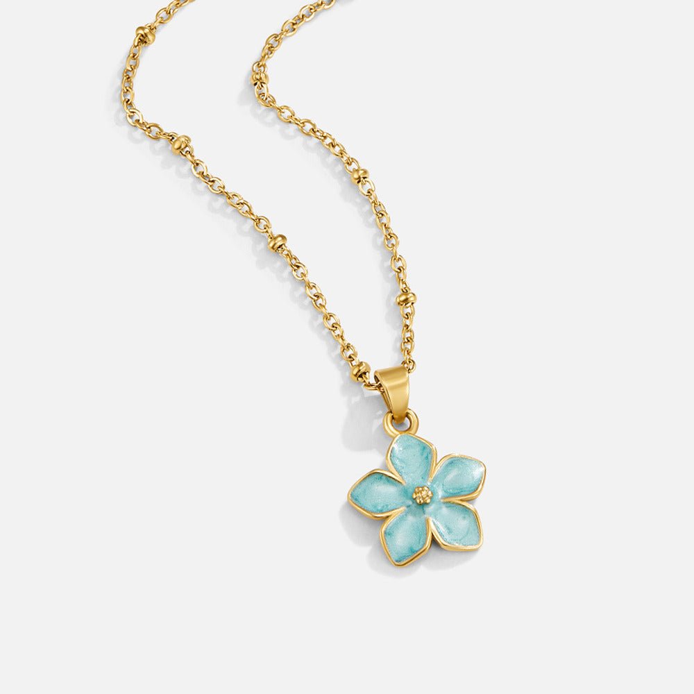 Turquoise Sakura Bloom Gold Necklace - Beautiful Earth Boutique