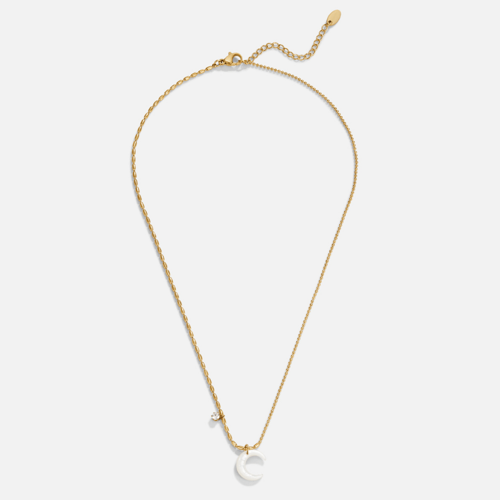 White Crescent Moon Necklace - Beautiful Earth Boutique