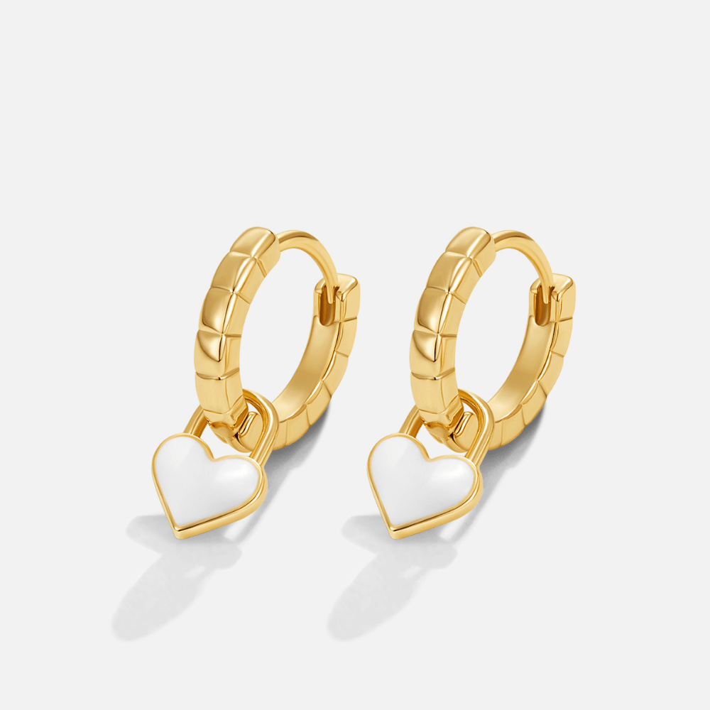 White Opal Heart Hoop Earrings - Beautiful Earth Boutique