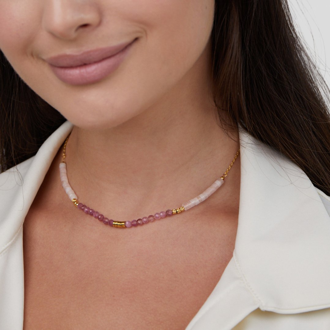 Amelia Pink Stone Necklace - Beautiful Earth Boutique