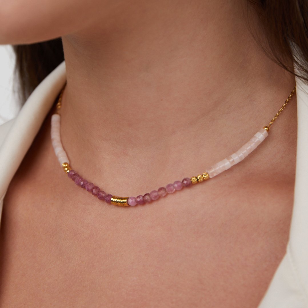 Amelia Pink Stone Necklace - Beautiful Earth Boutique
