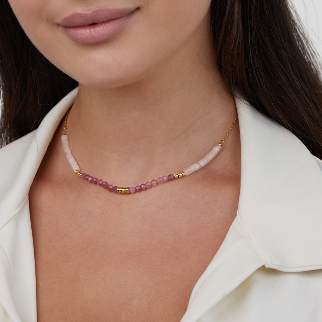 Amelia Pink Stone Necklace - Beautiful Earth Boutique