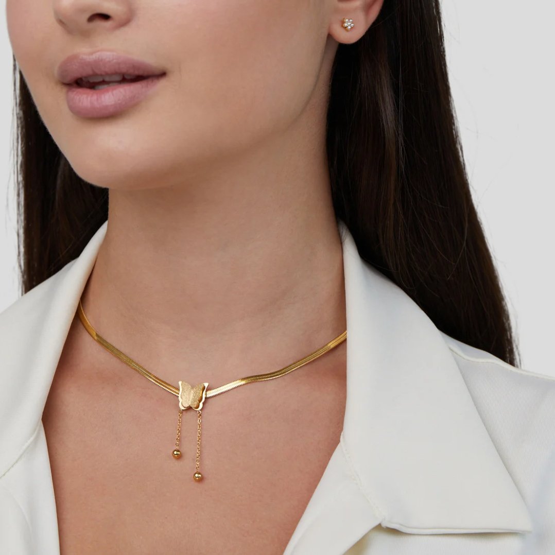 Amelie Gold Butterfly Necklace - Beautiful Earth Boutique