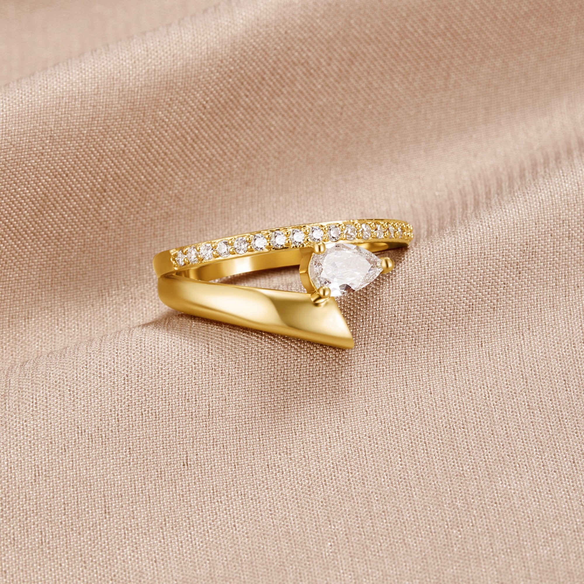 Audrey Teardrop Crystal Wrap Ring - Beautiful Earth Boutique