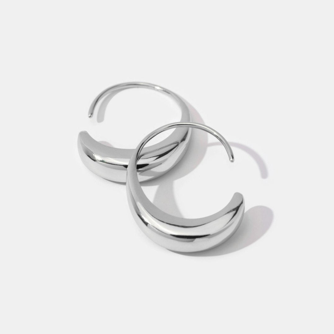 Classic Silver Drop Hoop Earrings - Beautiful Earth Boutique
