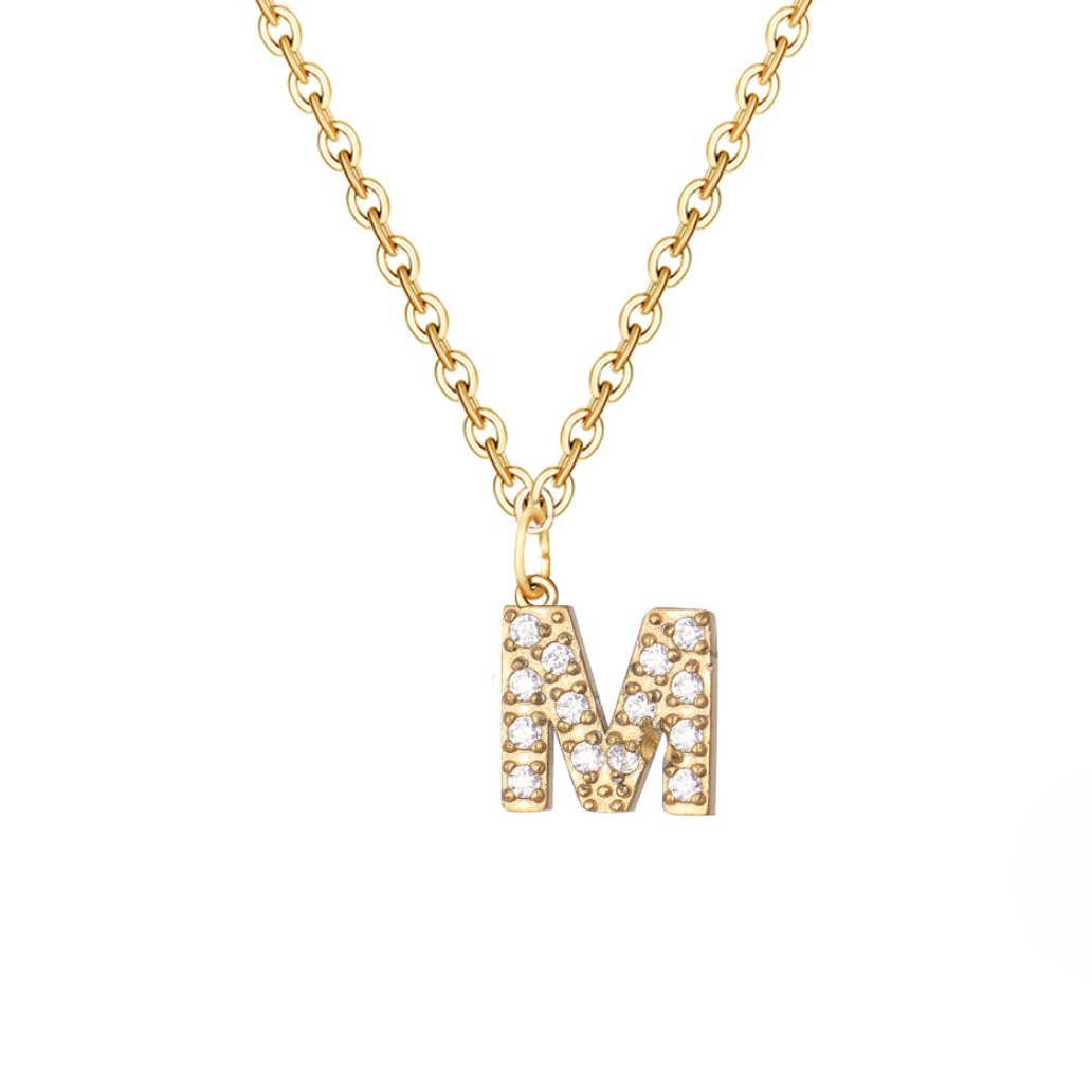 Crystal Letter Charm Necklace - Beautiful Earth Boutique