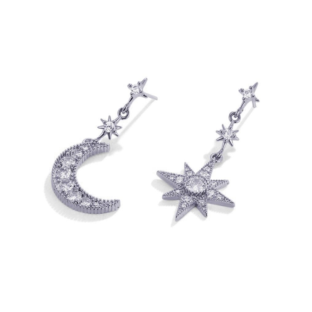 Crystal Moon & Star Earrings - Beautiful Earth Boutique