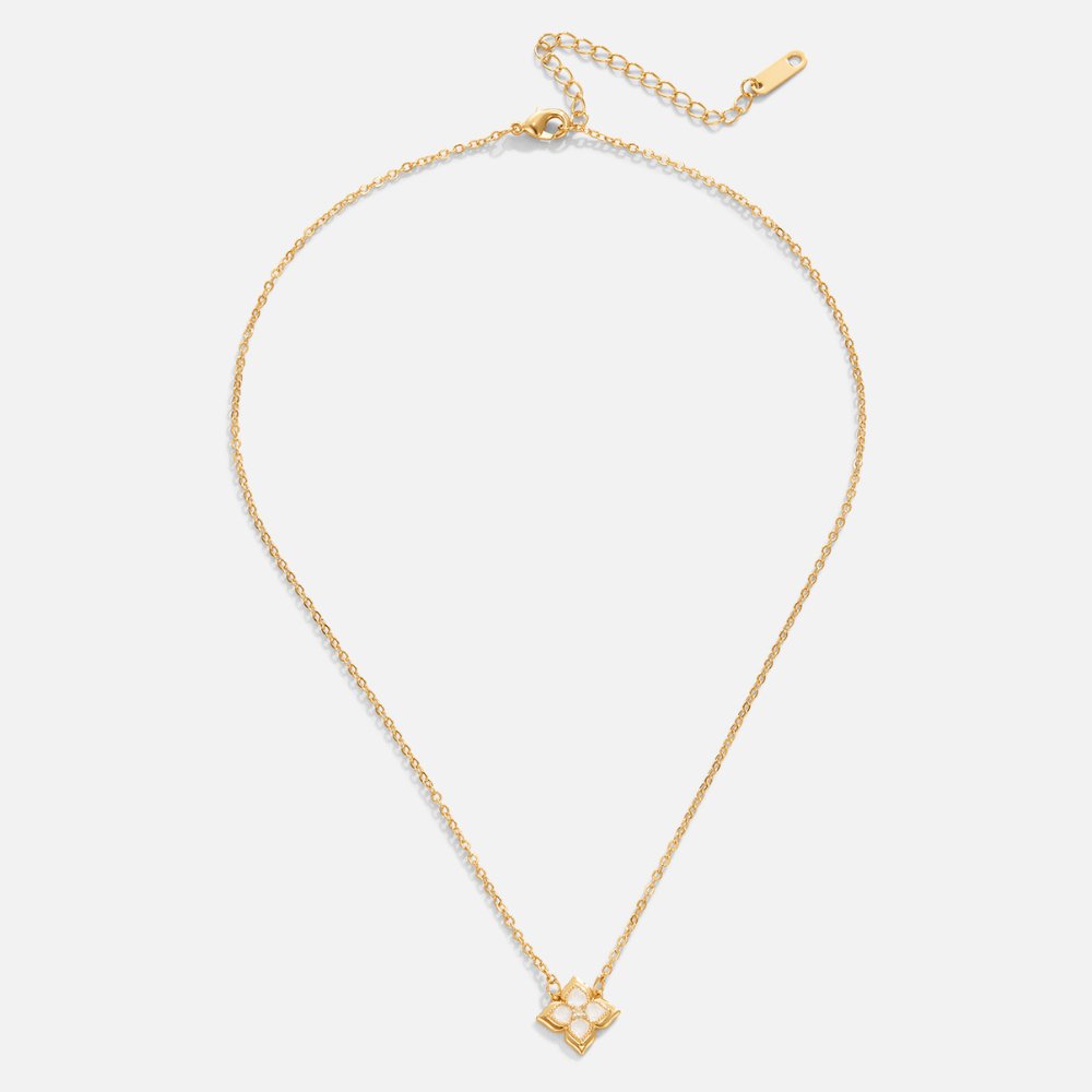 Dalia White Iris Clover Necklace - Beautiful Earth Boutique