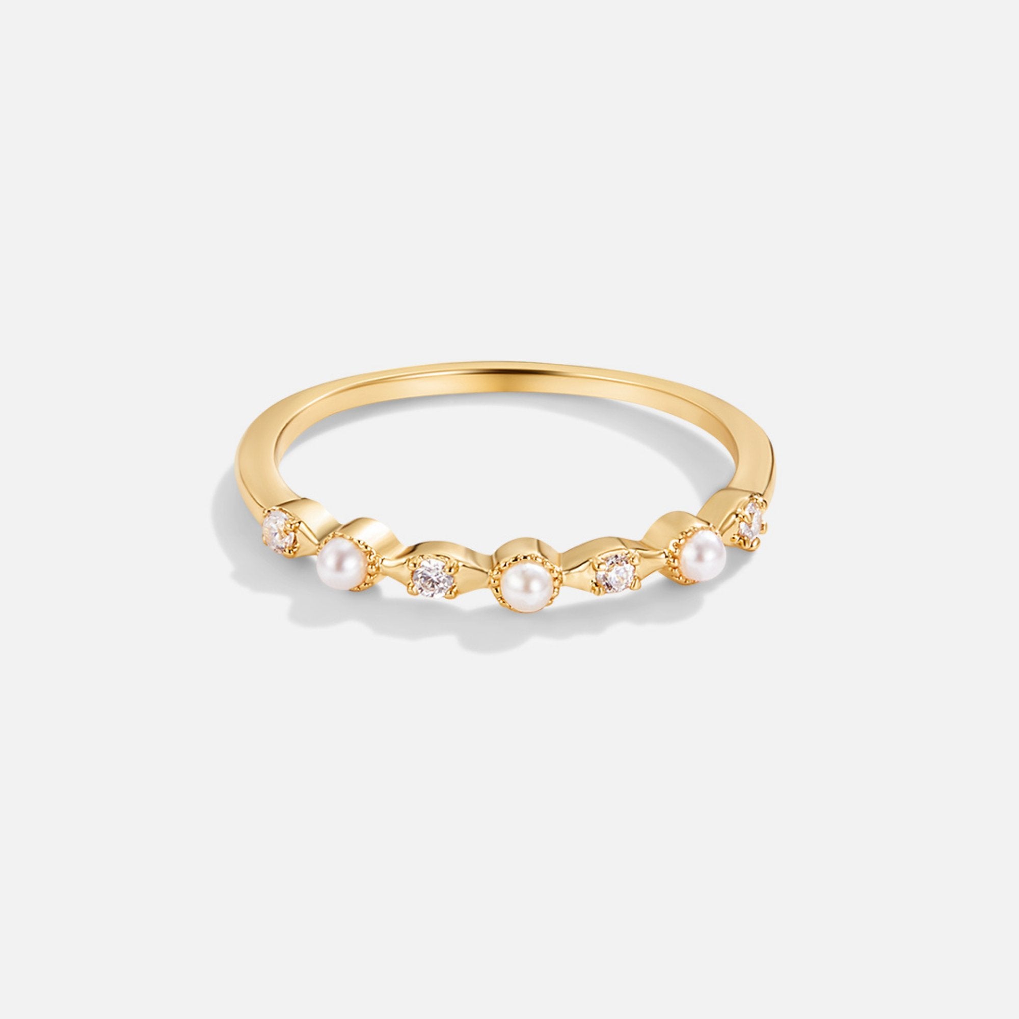 Elsa Pearl & Crystal Gold Ring - Beautiful Earth Boutique