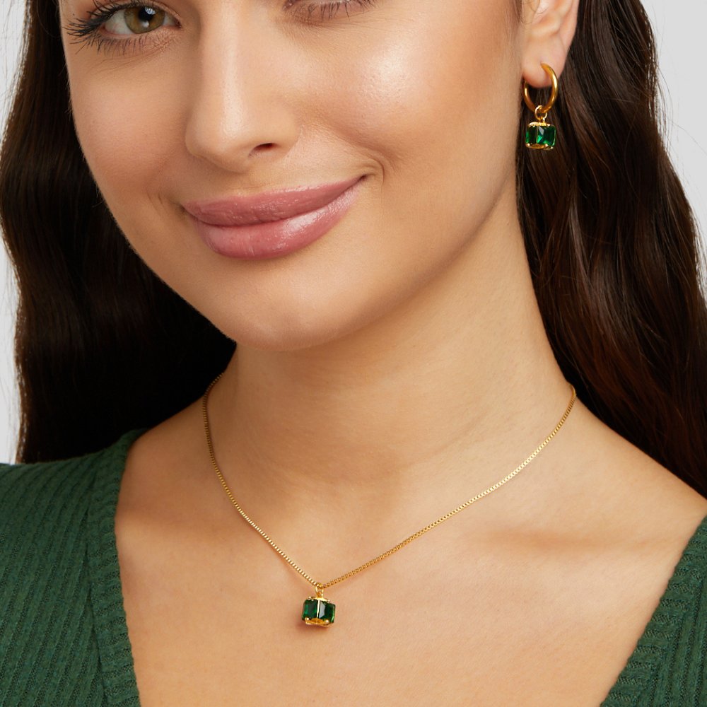 Emerald Cube Necklace - Beautiful Earth Boutique