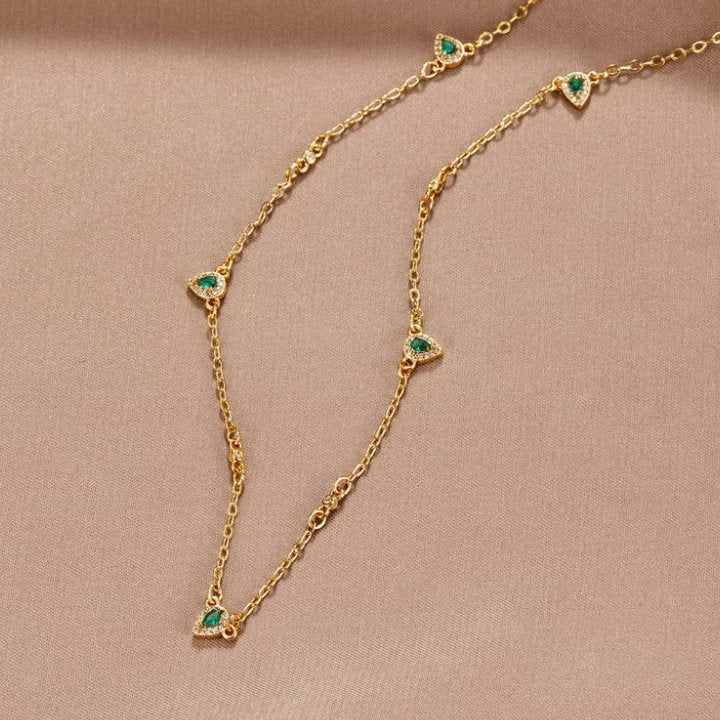 Emerald Green Teardrop Crystal Necklace - Beautiful Earth Boutique
