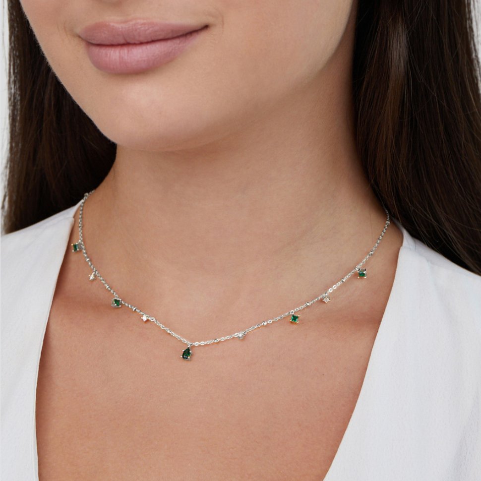Emily Crystal Silver Necklace - Beautiful Earth Boutique