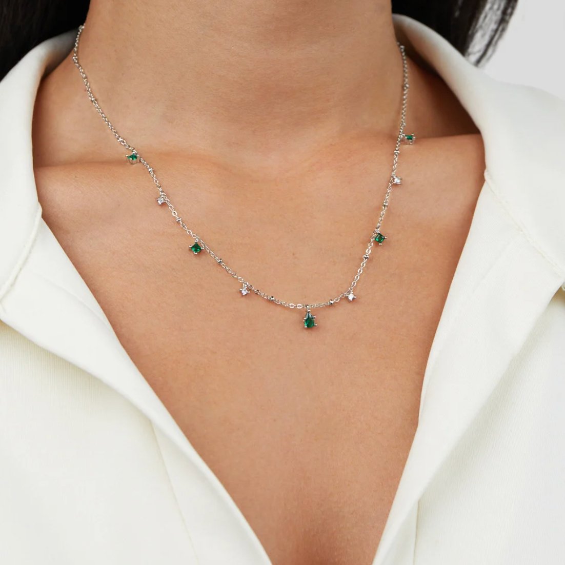 Emily Crystal Silver Necklace - Beautiful Earth Boutique