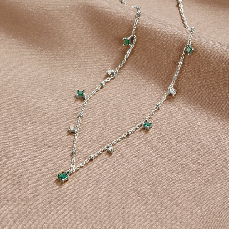 Emily Crystal Silver Necklace - Beautiful Earth Boutique