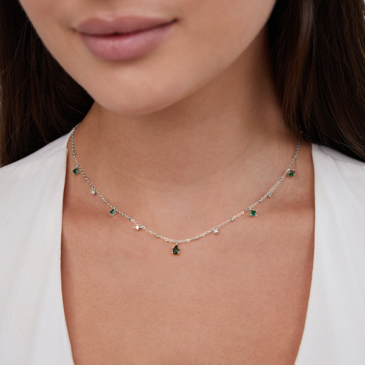 Emily Crystal Silver Necklace - Beautiful Earth Boutique