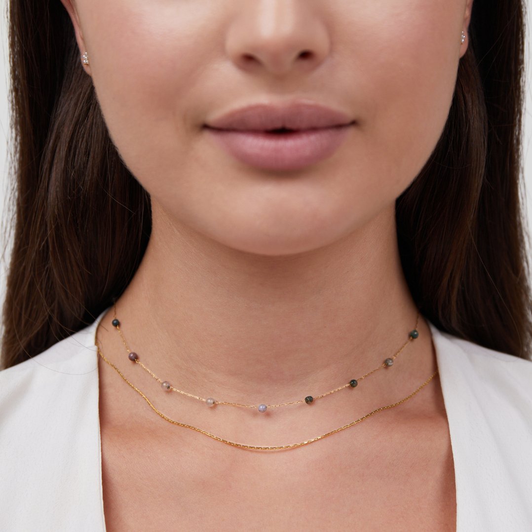 Layered Alana Gold & Stone Necklace - Beautiful Earth Boutique