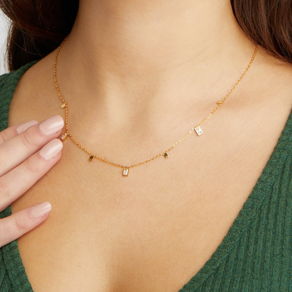 Lena Rectangle Crystal Necklace - Beautiful Earth Boutique