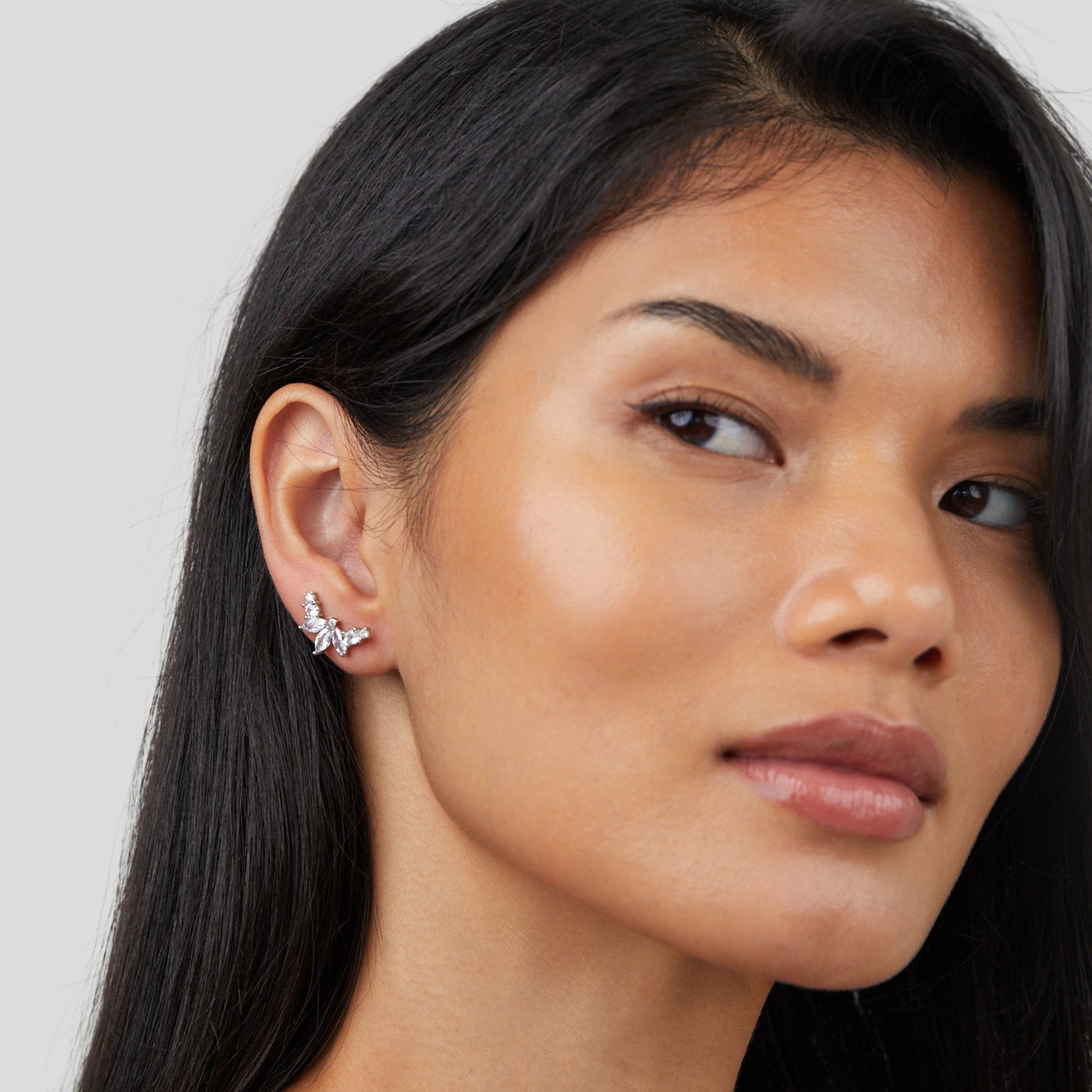 Lily Crystal Silver Leaf Earrings - Beautiful Earth Boutique