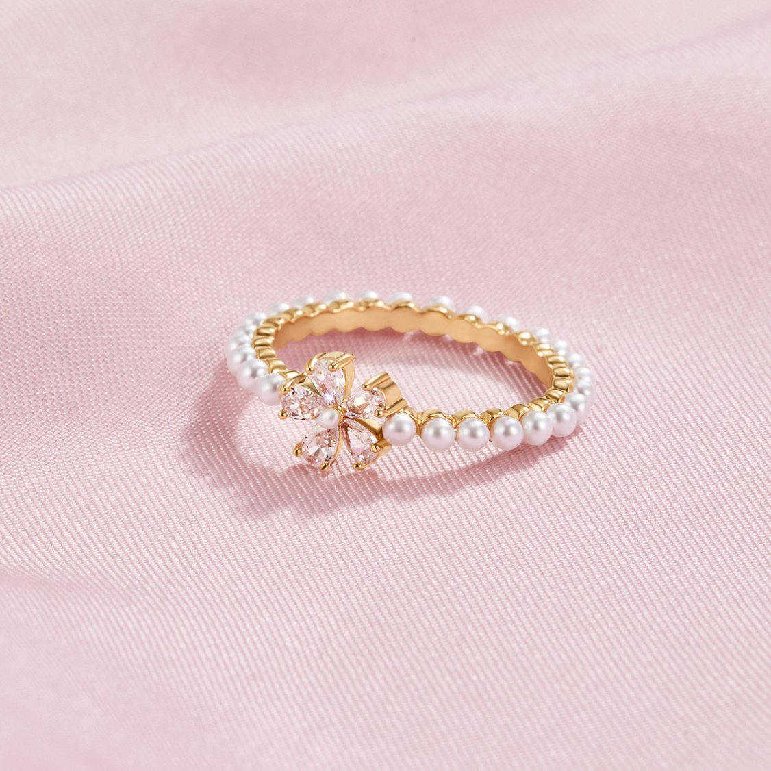 Maisie Crystal & Pearl Flower Ring - Beautiful Earth Boutique